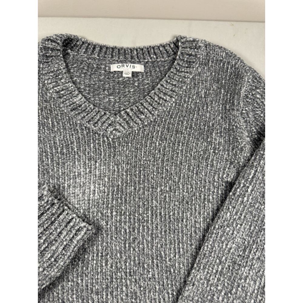 Orvis Gray Chenille V Neck Sweater Women’s Large Soft Cozy Pullover - Picture 7 of 15